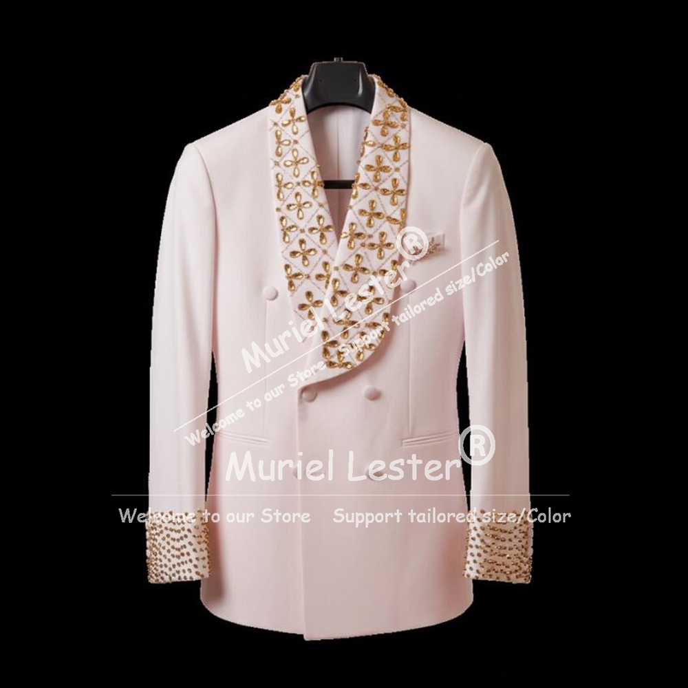Men Grooming Outfit - Elegante Herrenanzugjacken mit Strass-Verzierung, Maßgeschneiderte Doppelreihige