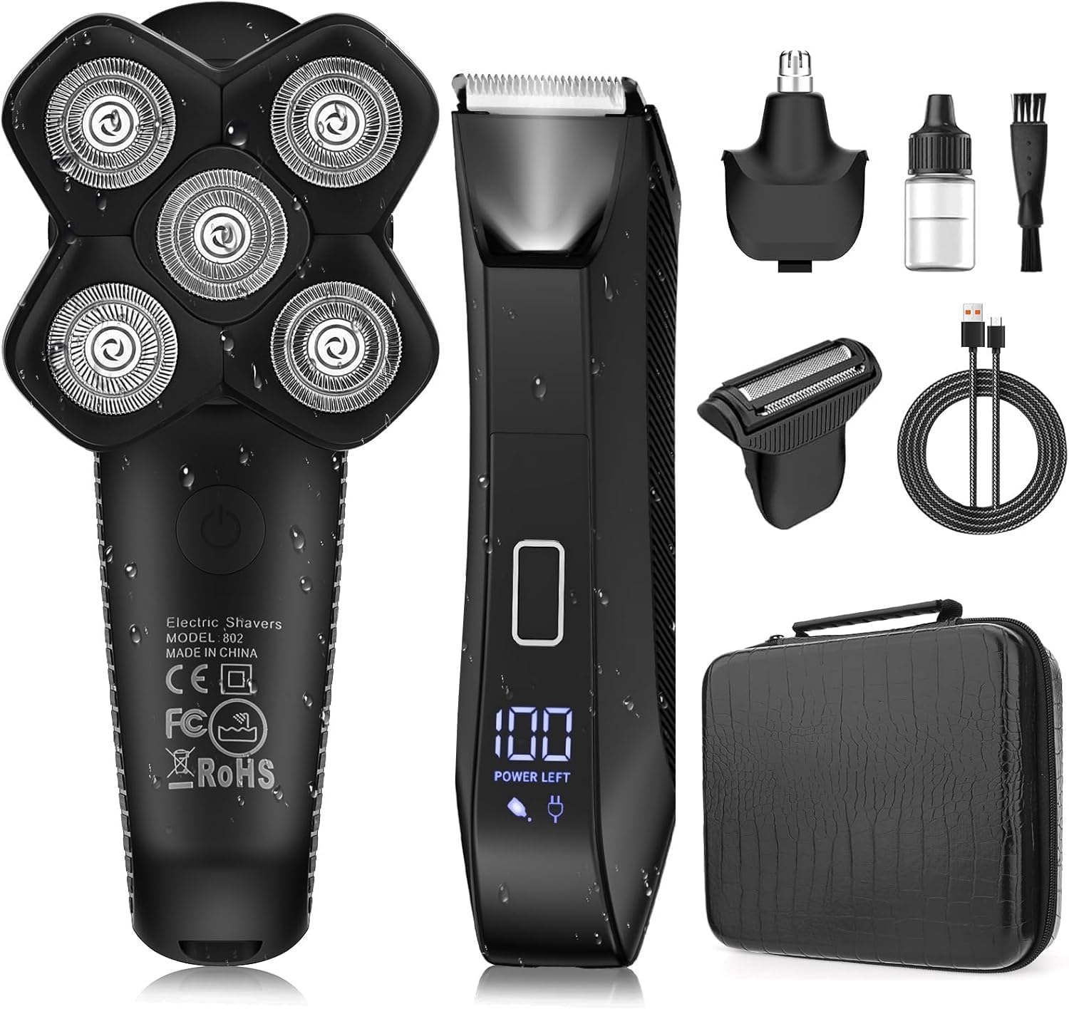 Mens Grooming Kit Case - Kopf- und Körperrasierer für Männer, Körper-/Schritt-/Schambereichs-Trimmer,