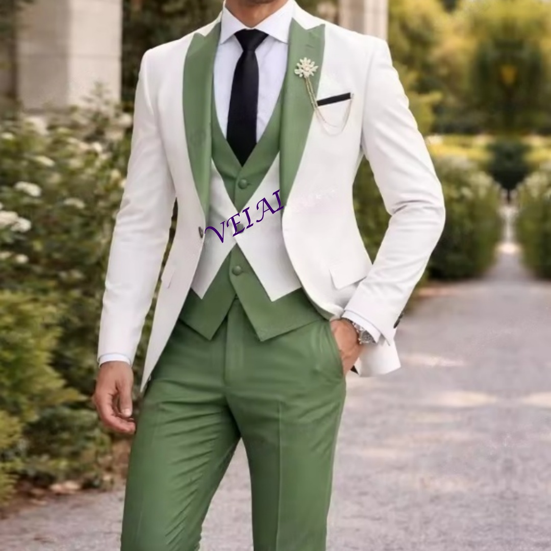 Men Grooming Outfit - Maßgeschneiderter neuer weißer und mintgrüner formeller
