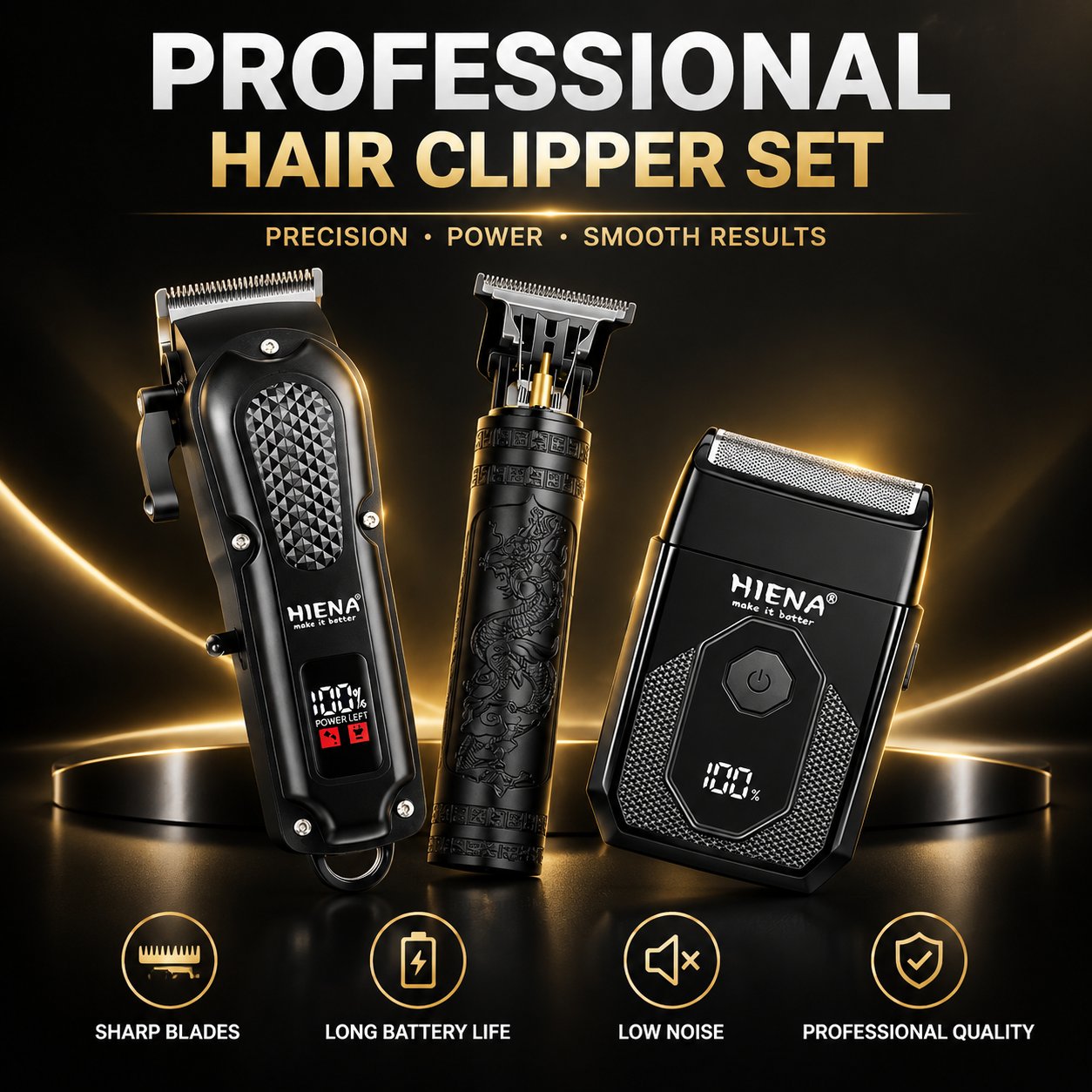 Mens Grooming Kit Case - Professionelles 3-in-1-Bartschneideset für Herren, kabellose Haarschneidemaschine