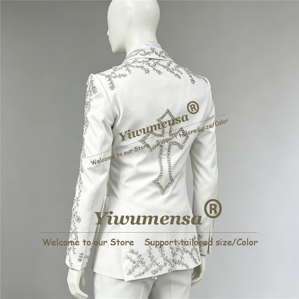 Men Grooming Outfit - Neuestes Design Herren-Smokinganzug Funkelnde Diamant-Perlen-Jacke Hose